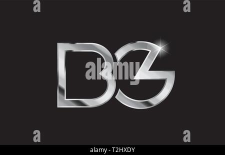 silver letter BG metal combination alphabet logo icon design with grey ...