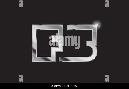 silver letter FS metal combination alphabet logo icon design with grey ...