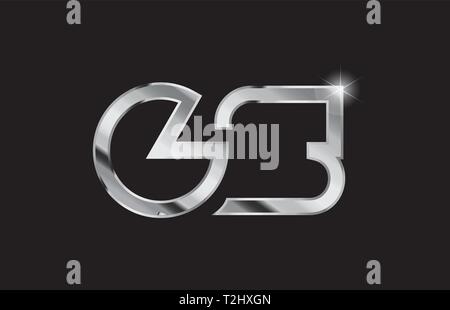 silver letter GS metal combination alphabet logo icon design with grey ...