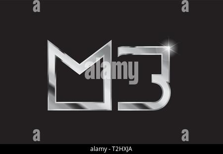 silver letter MS metal combination alphabet logo icon design with grey ...