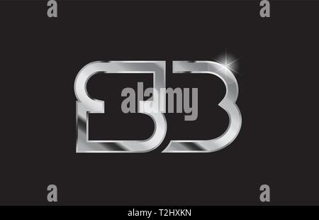 silver letter SB metal combination alphabet logo icon design with grey ...