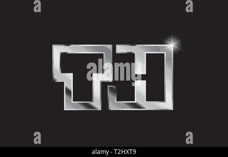 silver letter TH metal combination alphabet logo icon design with grey ...