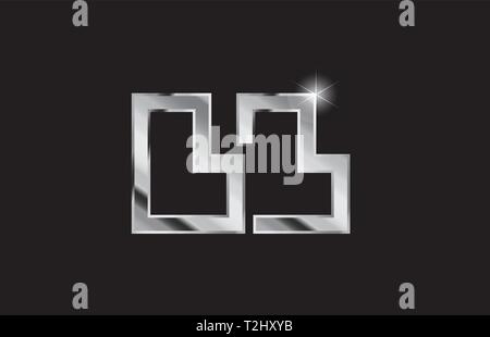 combination letter LL L L alphabet logo icon design with gold silver ...