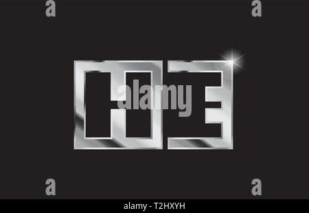 silver metal alphabet letter logo combination he h e design suitable for a company or business Stock Vector