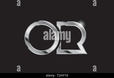 silver metal alphabet letter logo combination or o r design suitable for a company or business Stock Vector