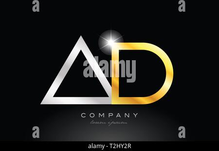gold alphabet letter ad a d logo combination design suitable for a ...