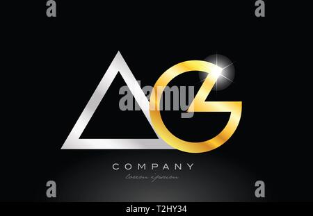 silver letter AG metal combination alphabet logo icon design with grey ...