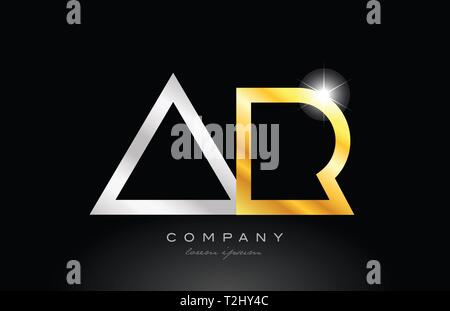 gold silver alphabet letter logo combination ar a r design suitable for a company or business Stock Vector