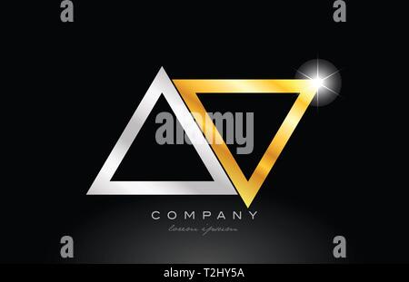 silver letter AV metal combination alphabet logo icon design with grey ...