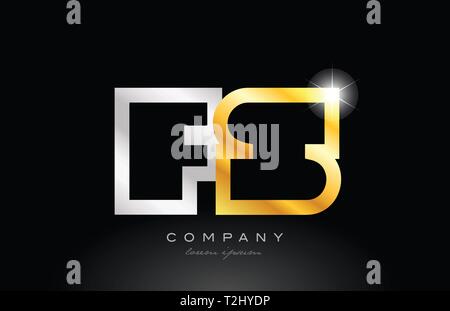 silver letter FS metal combination alphabet logo icon design with grey ...