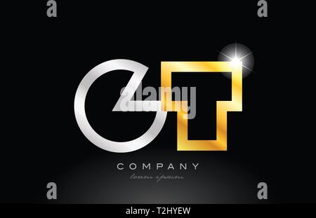 gold alphabet letter gt g t logo combination design suitable for a ...