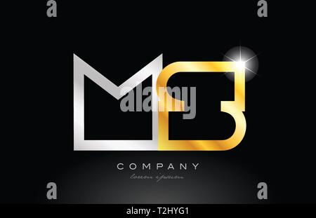 silver letter MS metal combination alphabet logo icon design with grey ...