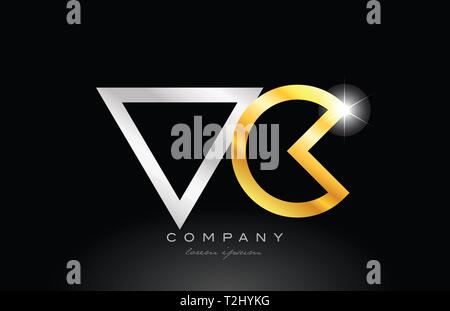 silver letter vc v c metal combination alphabet logo icon design with ...