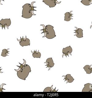 Seamless pattern of cartoon bunnies denoting taurus zodiac signs. Vector illustration on white background. Stock Vector