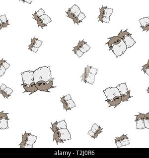 Seamless pattern of cartoon bunnies denoting gemini zodiac signs. Vector illustration on white background. Stock Vector