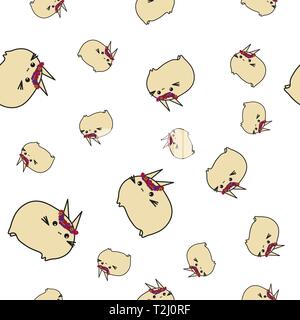 Seamless pattern of cartoon bunnies denoting virgo zodiac signs. Vector illustration on white background. Stock Vector