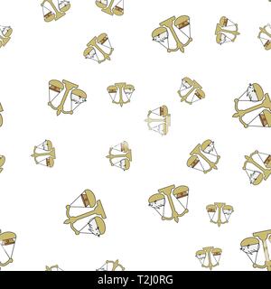 Seamless pattern of cartoon bunnies denoting libra zodiac signs. Vector illustration on white background. Stock Vector