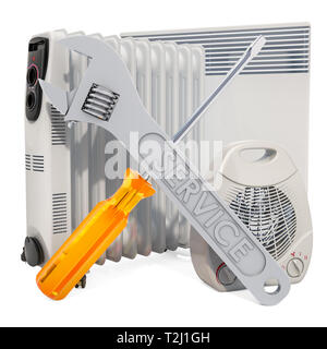 Repair and service of heating devices concept. 3D rendering isolated on white background Stock Photo