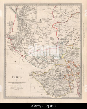 INDIA V.  Sinde-Gujarat. Marwar Cutch Jaisalmer. SDUK 1846 old antique map