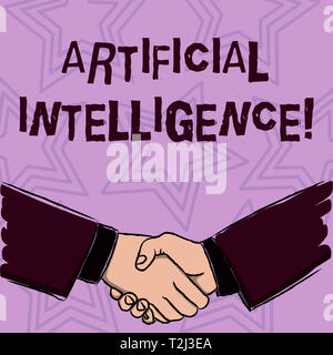 Word writing text Artificial Intelligence. Business photo showcasing perform tasks normally requiring huanalysis intelligence Businessmen Shaking Hand Stock Photo