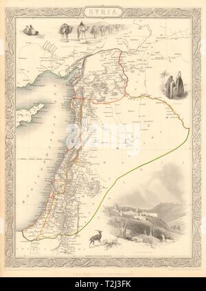 SYRIA. Levant Palestine Jordan Lebanon Israel Cyprus. TALLIS & RAPKIN 1851 map