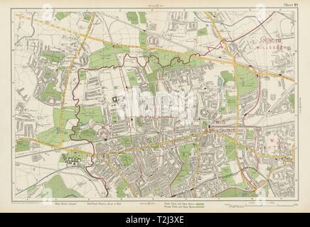 EALING Willesden Acton Southall Hanwell Greenford Park Royal. BACON 1934 map Stock Photo