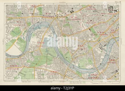 HAMMERSMITH FULHAM Chiswick Kensington Chelsea Barnes Putney. BACON 1934 map Stock Photo