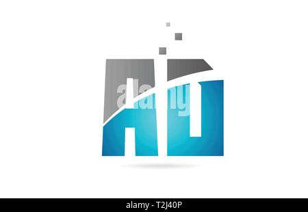 grey blue alphabet letter ad a d logo 3d design suitable for a company ...