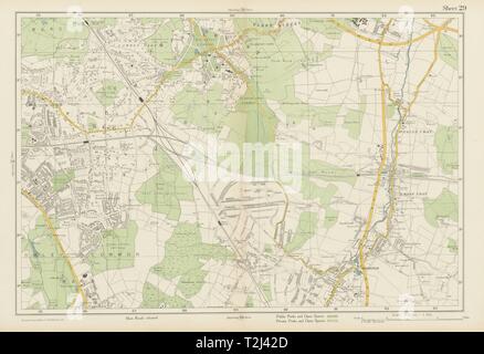 BROMLEY & ORPINGTON Chislehurst Petts Wood St Paul's Mary Cray. BACON 1934 map Stock Photo