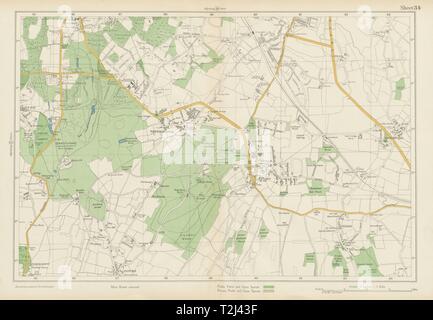 ORPINGTON Farnborough Keston Mark Pratt's Bottom Chelsfield. BACON 1934 map Stock Photo