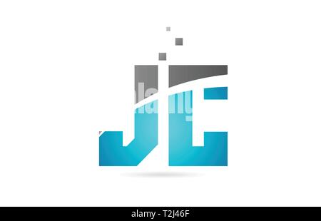 grey blue alphabet letter jc j c logo 3d design suitable for a company ...