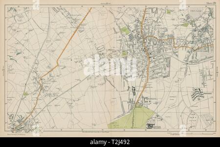 SUTTON Cheam Epsom Belmont Carshalton Ewell Banstead Downs. BACON  1919 map Stock Photo