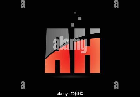 orange grey on black background alphabet letter AH A H logo combination design suitable for a company or business Stock Vector