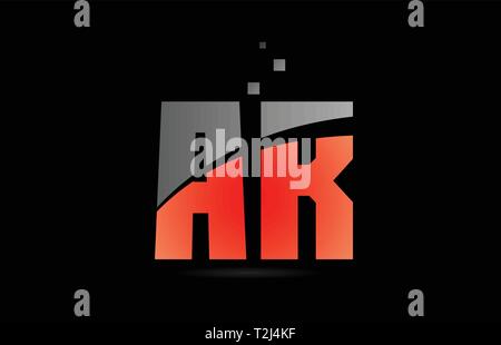 orange grey on black background alphabet letter AR A R logo combination design suitable for a company or business Stock Vector