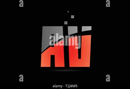 orange grey on black background alphabet letter AV A V logo combination design suitable for a company or business Stock Vector