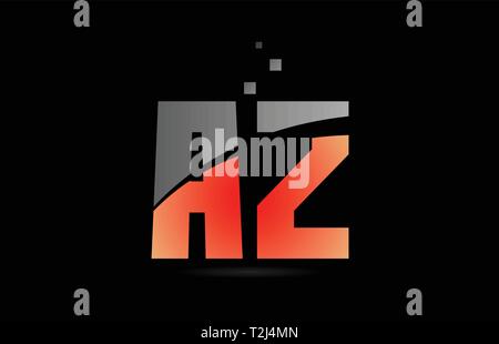 orange grey on black background alphabet letter AZ A Z logo combination design suitable for a company or business Stock Vector