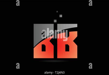 orange grey on black background alphabet letter BB B B logo combination design suitable for a company or business Stock Vector