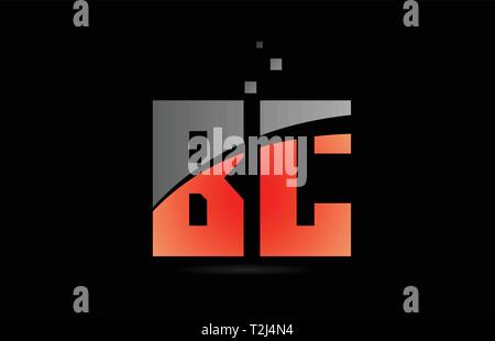 orange grey on black background alphabet letter BC B C logo combination design suitable for a company or business Stock Vector