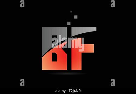 orange grey on black background alphabet letter BF B F logo combination design suitable for a company or business Stock Vector