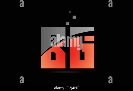 orange grey on black background alphabet letter BG B G logo combination design suitable for a company or business Stock Vector