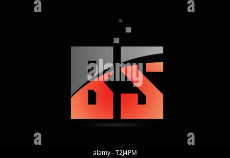 orange grey on black background alphabet letter BS B S logo combination design suitable for a company or business Stock Vector