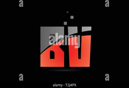 orange grey on black background alphabet letter BV B V logo combination design suitable for a company or business Stock Vector