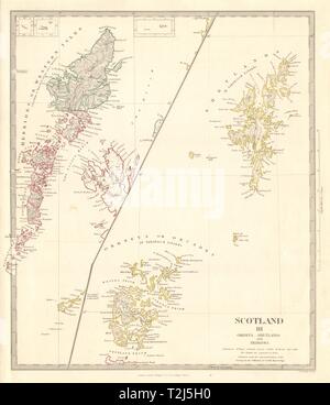 SCOTLAND ISLANDS. Western Isles. Orkneys, Shetlands and Hebrides. SDUK 1845 map