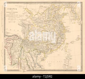 CHINA & BIRMAN EMPIRE. Burma Cochinchina Siam Thailand Korea. SDUK 1846 map