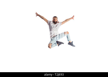 Dancer jumping on white background Stock Photo