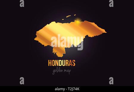 Honduras country border map in gold golden metal color design suitable for a logo icon design Stock Vector