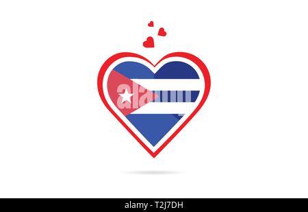 Cuba country flag inside love heart  design suitable for a logo icon design Stock Vector