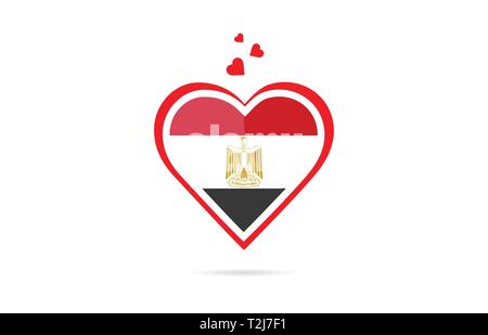 Egypt country flag inside love heart  design suitable for a logo icon design Stock Vector