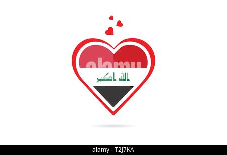 Iraq country flag inside love heart  design suitable for a logo icon design Stock Vector