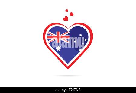 Australia country flag inside love heart  design suitable for a logo icon design Stock Vector